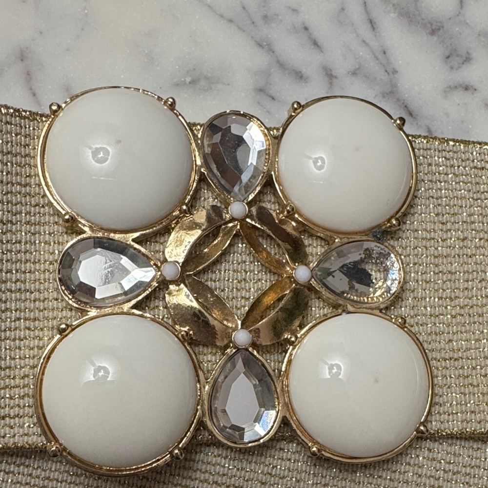Lilly Pulitzer Jewel Gold and White Women's Belt - Picture 3 of 12